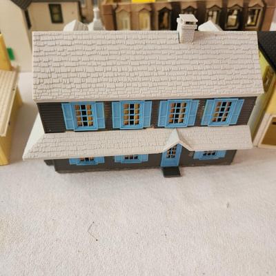 Large Lot of Plastic Train Garden Buildings Church w Bell Germany , Kibri , Patal, Burning Building