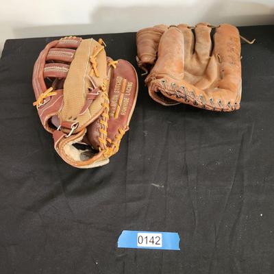 2 Vintage Baseball Gloves Viscount, Higgins Bob Feller