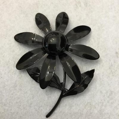 Vintage, black, flower, brooch