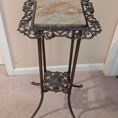 Ornate Brass & Marble Plant Stand