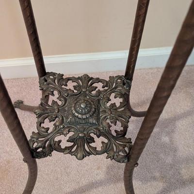 Ornate Brass & Marble Plant Stand