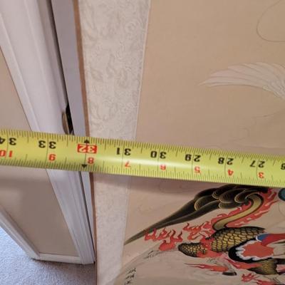32" x 71" Antique Chinese Painting On Silk & Paper With Artist Mark & Calligraphy