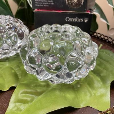 Pair of Hallon Rasberry Crystal Votives