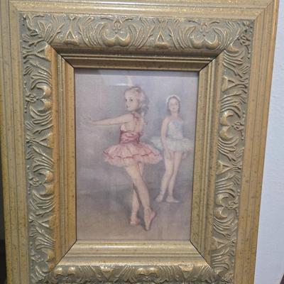 Ballerina art vtg framed (2)