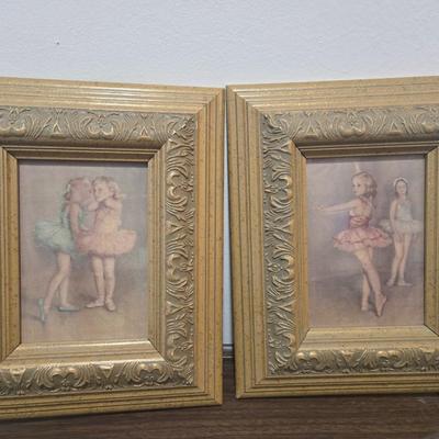 Ballerina art vtg framed (2)