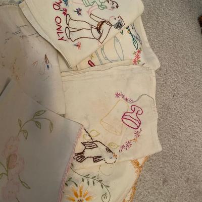 Embroidered towels and doilies