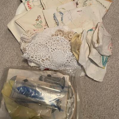 Embroidered towels and doilies