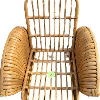Vintage Paul Frankl Restored Rattan Fan Arm Lounge Chair Mid Century Modern