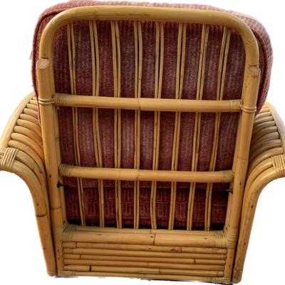 Vintage Paul Frankl Restored Rattan Fan Arm Lounge Chair Mid Century Modern