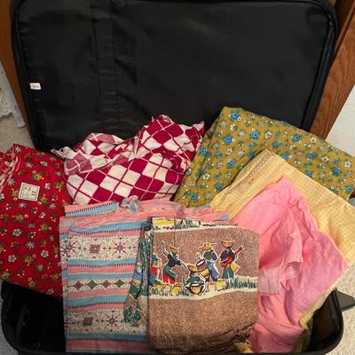 Suitcase with vintage fabric