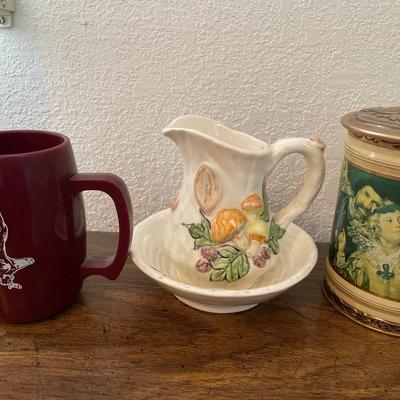 Germany tin stein, mug and pitcher