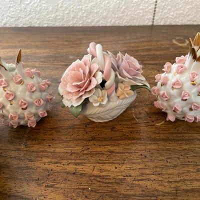 Lamb planter, piggy bank and floral decor
