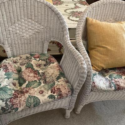 White wicker chairs