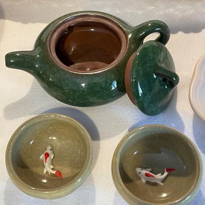 Japanese tea set, Justinus Solingen spoon, serving dishes