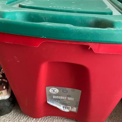 2 totes, Christmas items and tree