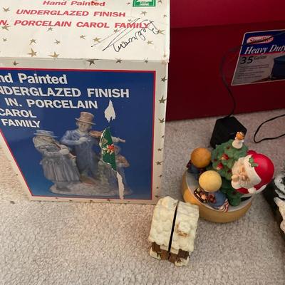 2 totes, Christmas items and tree