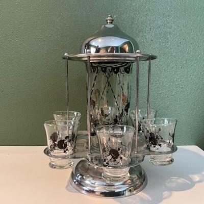 Cambridge Pristine Clear Cut Glass Poodle Cocktail Carousel