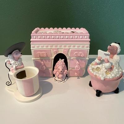 Cherie’s Department 56 Jewelry Box, Candle Holder, Paper Clip Dispenser
