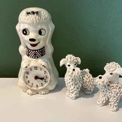 Vintage 1960’s Kitschy clock with spaghetti poodles made in Italy