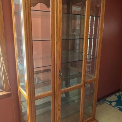 Beautiful Tall Oak Hutch with lights
