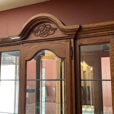 Beautiful Tall Oak Hutch with lights