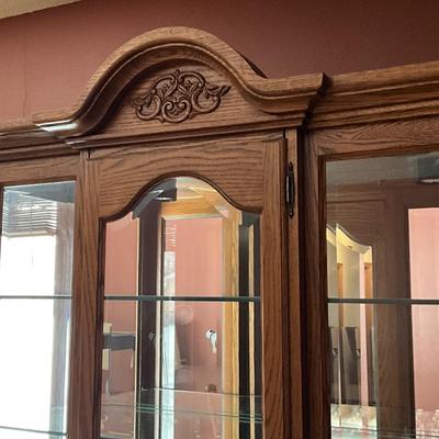 Beautiful Tall Oak Hutch with lights