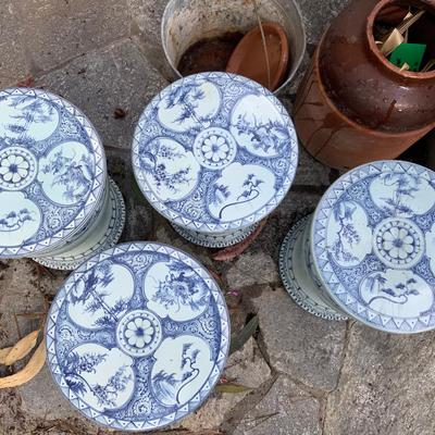 Antique Blue White Chinese Garden Stools Porcelain