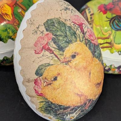 Vintage Paper Mache’ Easter Egg Candy Container Some Made In Germany