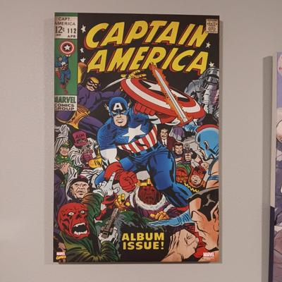 MARVEL ALBUM ISSUE "CAPTAIN AMERICA" STRETCHED CANVAS ON WOODEN FRAME