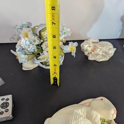 Porcelain Easter Bunnies Candle Holder Planter