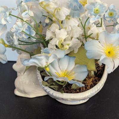 Porcelain Easter Bunnies Candle Holder Planter