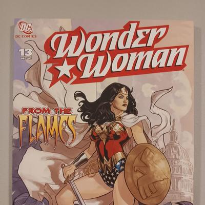 MARVEL 'WONDER WOMAN FROM THE FLAMES" STRETCHED CANVAS ON WOODEN FRAME