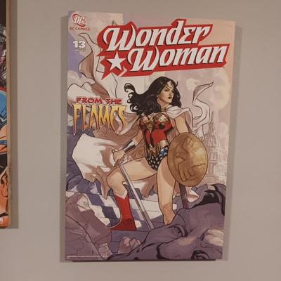 MARVEL 'WONDER WOMAN FROM THE FLAMES" STRETCHED CANVAS ON WOODEN FRAME