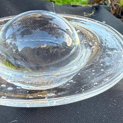 Steuben Crystal Glass Paperweight Saturn Planet James Noll RARE UNIQUE Signed