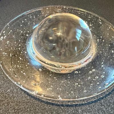 Steuben Crystal Glass Paperweight Saturn Planet James Noll RARE UNIQUE Signed