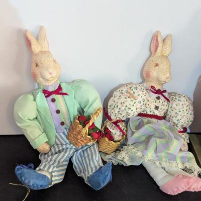 Porcelain Paper Mache & Plush Bunnies
