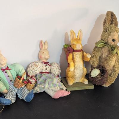 Porcelain Paper Mache & Plush Bunnies
