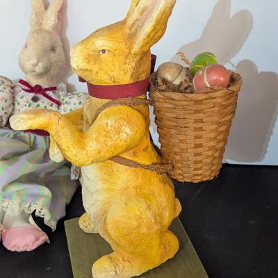 Porcelain Paper Mache & Plush Bunnies