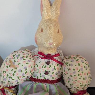 Porcelain Paper Mache & Plush Bunnies