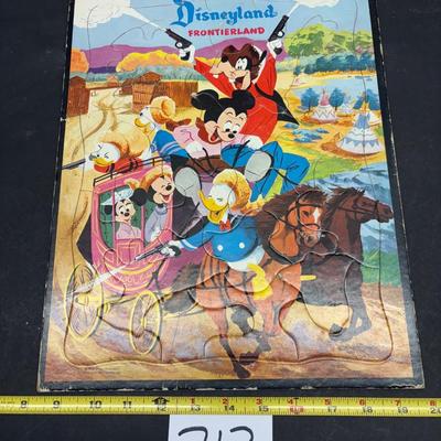 Vintage Framed Disney Frontierland Puzzle