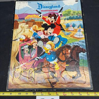 Vintage Framed Disney Frontierland Puzzle