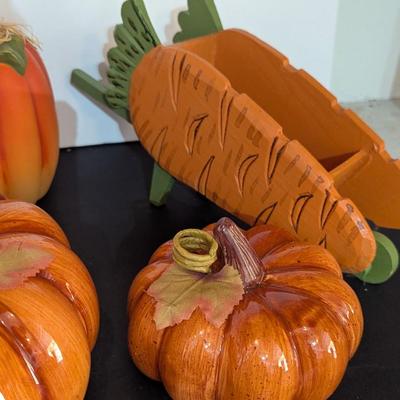 Harvest Candle Jars Pumpkins & Carrot Wheelbarrow