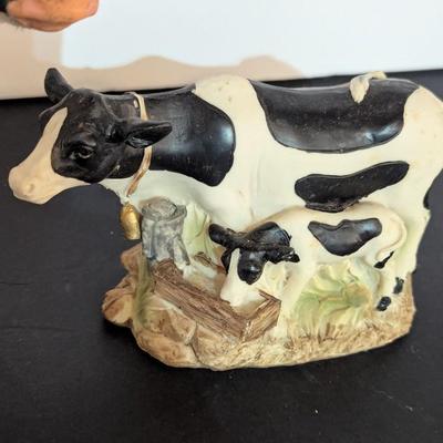 Vintage Fur Cow & Porcelain Figurines
