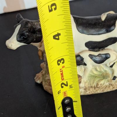 Vintage Fur Cow & Porcelain Figurines