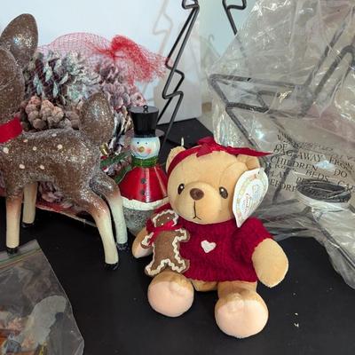 Lighted Snowman Ceramic Deer Wooden Horse & Sleigh