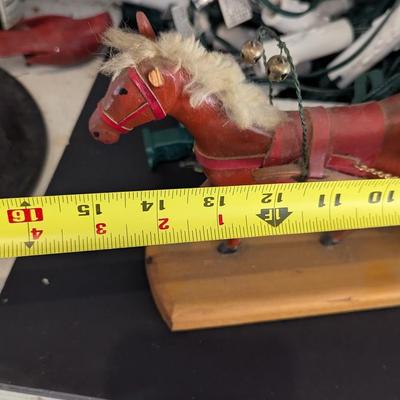 Lighted Snowman Ceramic Deer Wooden Horse & Sleigh