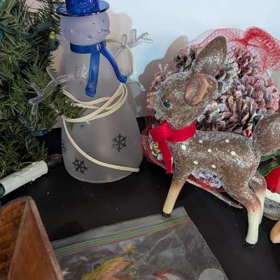 Lighted Snowman Ceramic Deer Wooden Horse & Sleigh