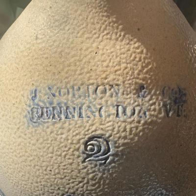 Antique Vintage Salt Glazed Stoneware Jug J. Norton Bennington Vermont