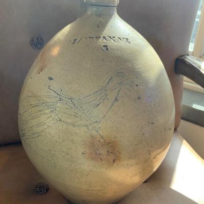 Antique Vintage Salt Glazed Stoneware Jug Fairfax Vermont