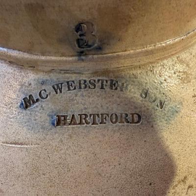 Antique Vintage Salt Glazed Stoneware Jug M. C. Webster & Sons Hartford